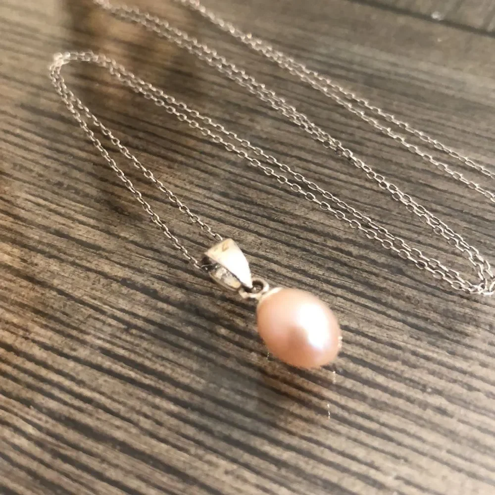 Nataliya V Collister NVC Pink Pearl Drop Sterling Silver Necklace